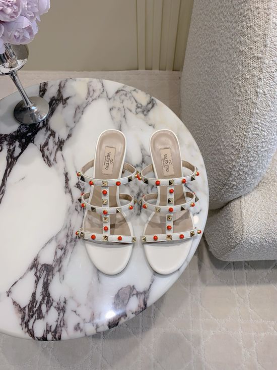 Valentino Studded Gem Decor Flat Sandals Elegant Trendy Non Slip Daily Footwear