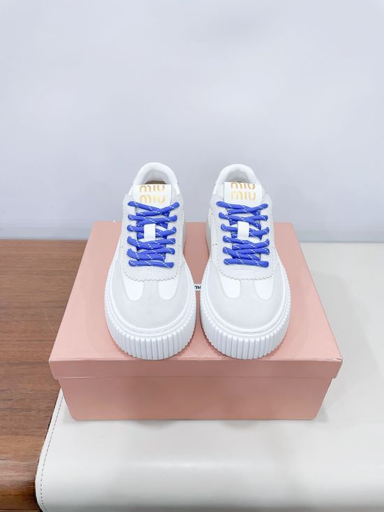 Miu Miu Classic Thick Sole Casual Sneakers with Durable Upper