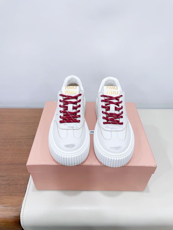 Miu Miu Classic Thick Sole Casual Sneakers with Durable Upper
