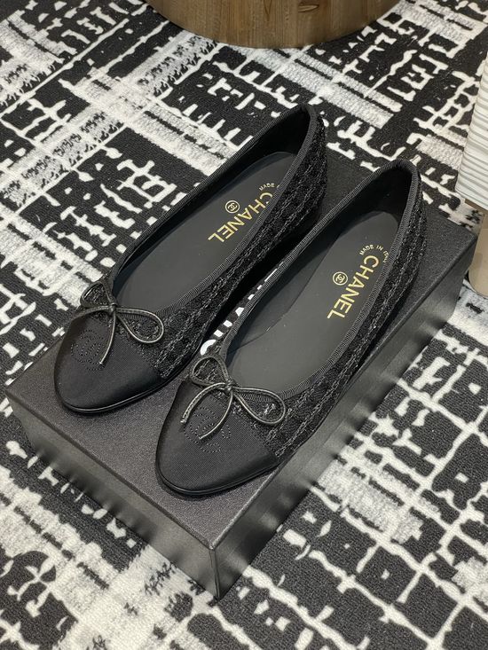 Chanel Bowknot Tweed Ballet Flats Soft Lined Comfortable Daily Shoes