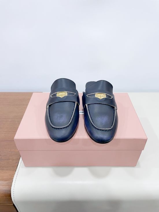 Miu Miu Vintage Coin Decor Half Loafer Slip On Casual Shoes
