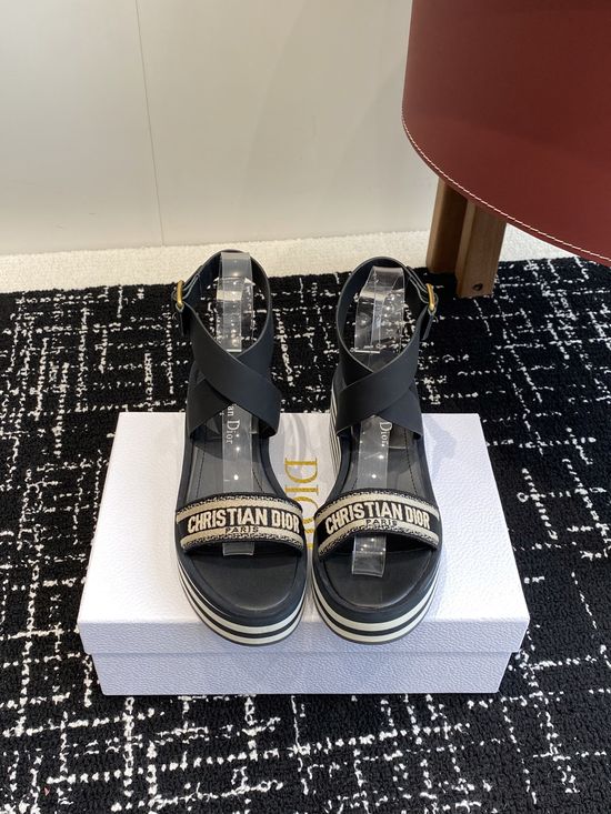 Christian Dior Embroidered Flat Sandals Breathable Upper Soft Insole