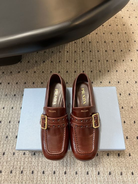 Prada Vintage Round Toe Mary Jane Leather Loafer Shoes