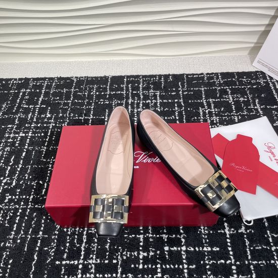 Roger Viver Classic Square Buckle Comfortable Leather Daily Shoes