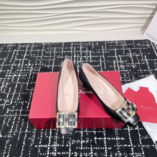 Roger Viver Classic Square Buckle Comfortable Leather Daily Shoes
