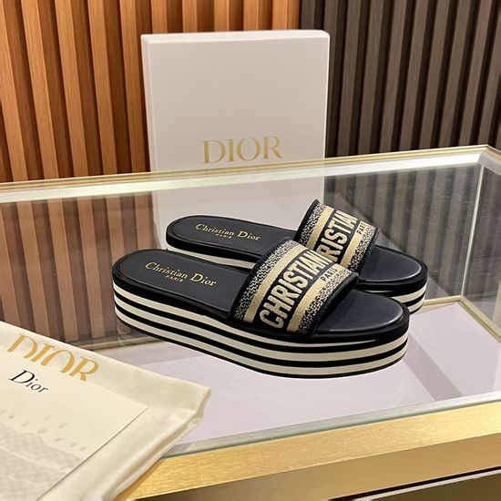 Christian Dior Embroidered Slides with Cushioned Soft Inner Lining
