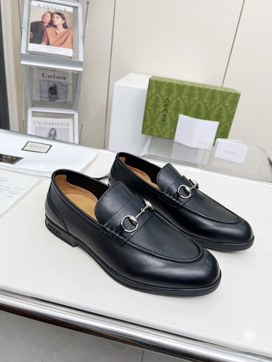 Gucci Premium Leather Formal Dress Shoes Lined with Genuine Leather Durable Sole
