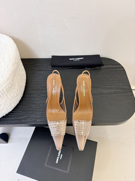 Yves Saint Laurent Sophisticated Square Buckle High Heels