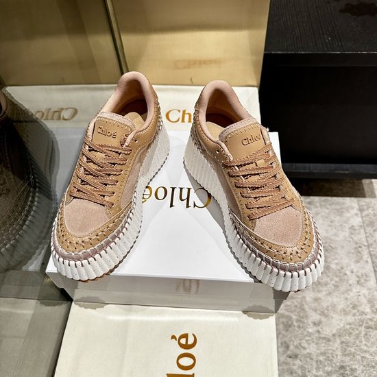 Chloe Hand Stitched Leather Upper Lightweight Casual Sneakers