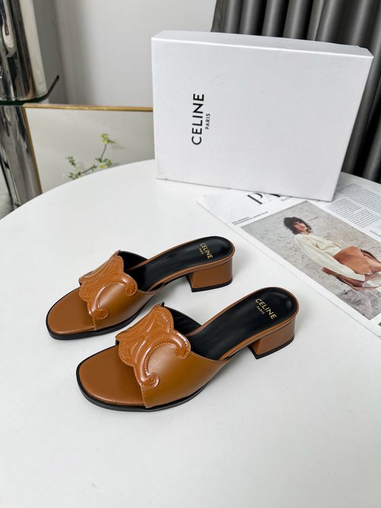Celine Genuine Leather Lined Classic Fashion Slides