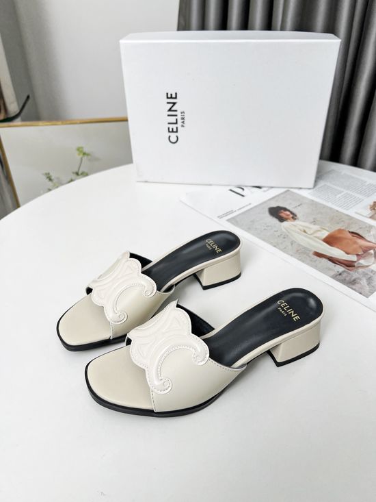 Celine Genuine Leather Lined Classic Fashion Slides
