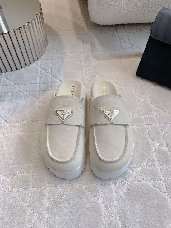 Prada Cute Thick Sole Half Slippers with Classic Triangle Logo
