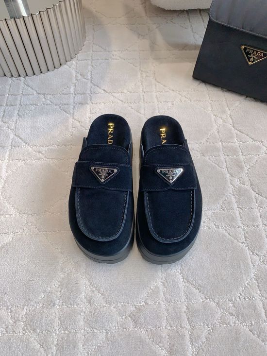 Prada Cute Thick Sole Half Slippers with Classic Triangle Logo
