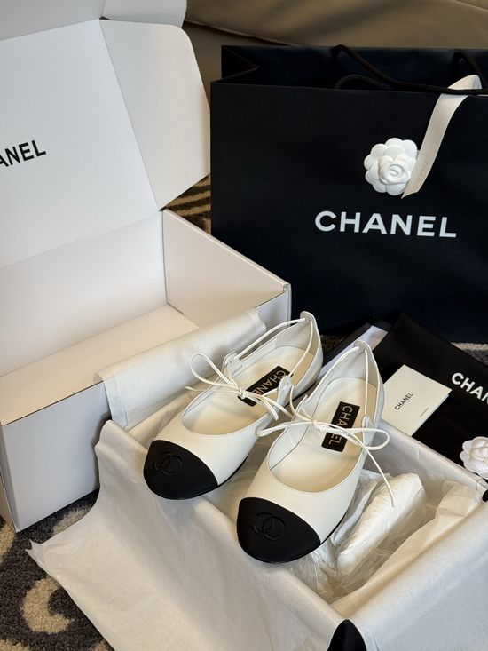 Chanel Lace-up Ballet Flats Soft Sheepskin Premium Leather Sole