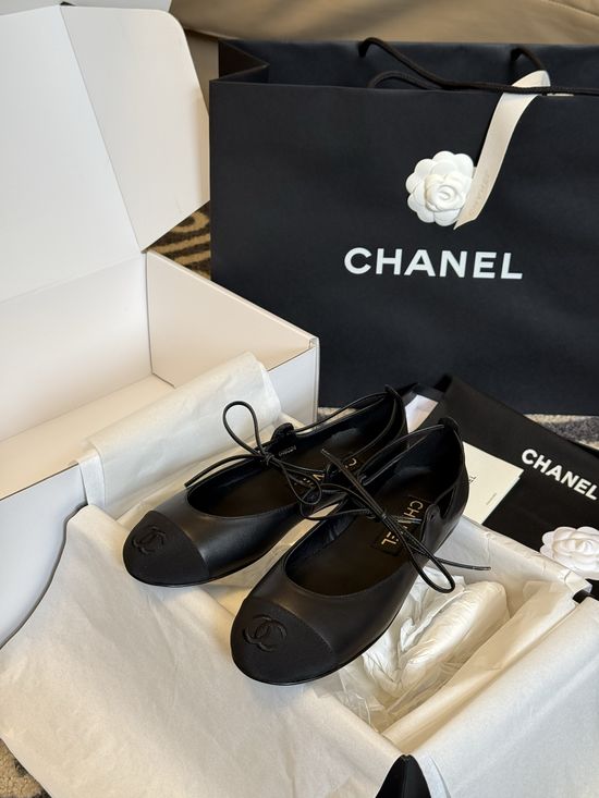 Chanel Lace-up Ballet Flats Soft Sheepskin Premium Leather Sole
