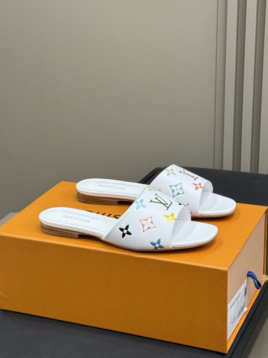Louis Vuitton Bow Decor Flat Slippers With Leather Lining And Rivets