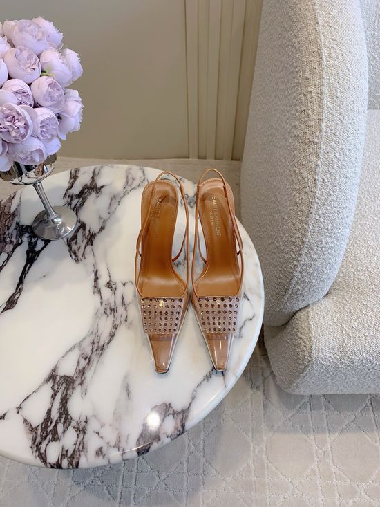 Yves Saint Laurent Transparent Crystal High Heel Shoes for Elegant Look