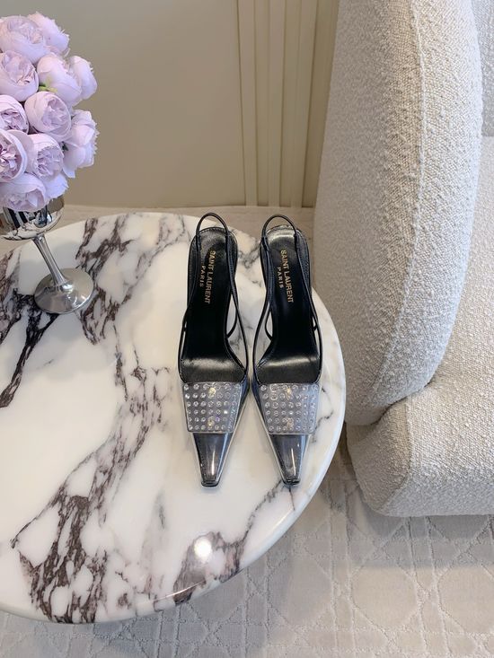 Yves Saint Laurent Transparent Crystal High Heel Shoes for Elegant Look