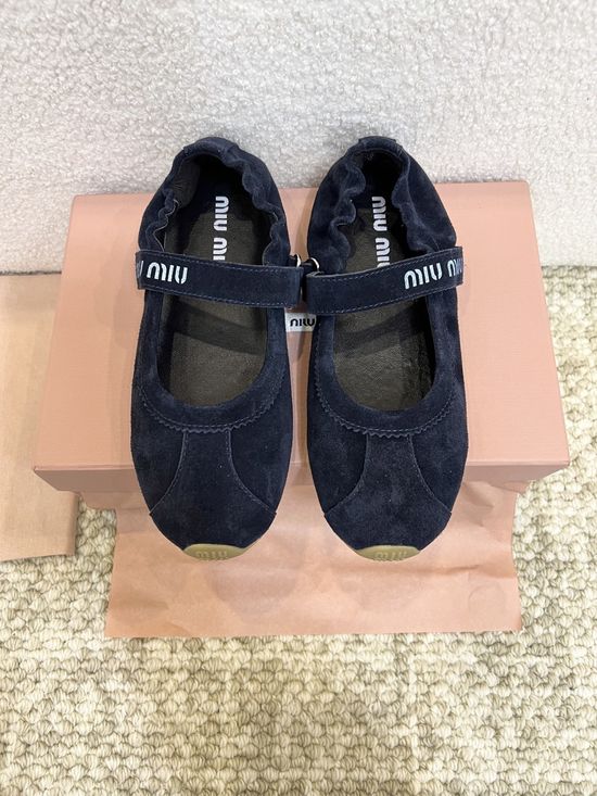 Miu Miu Strap Design Soft Comfortable Mary Jane Shoes