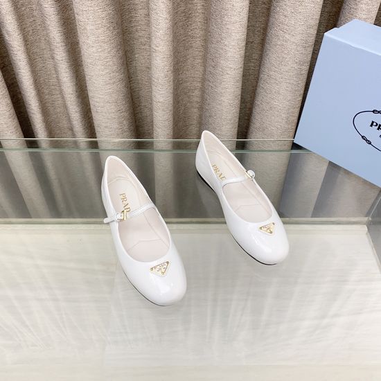 Prada Soft Sheepskin Round Toe Buckle Decor Flat Mary Janes