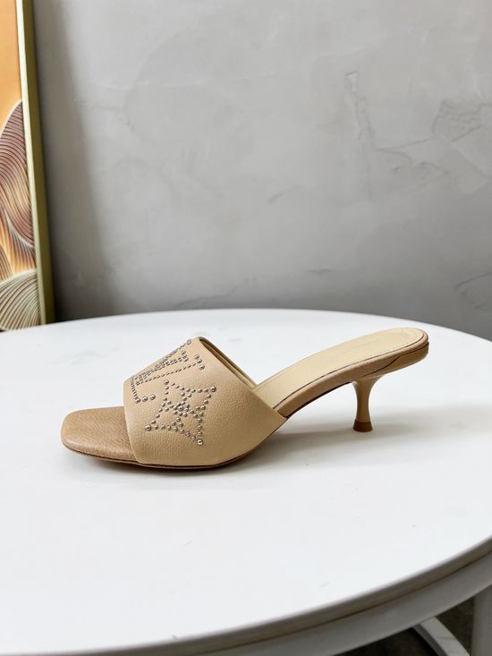 Louis Vuitton Elevated Heel Slippers with Leather Sole