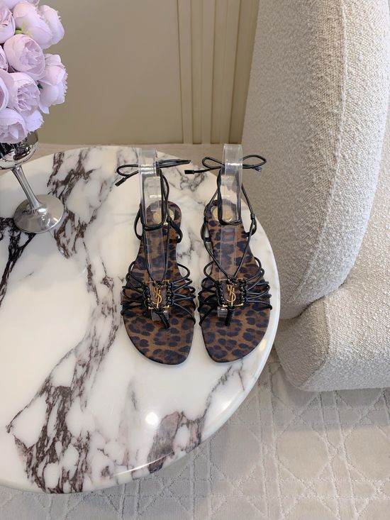 Yves Saint Laurent Bohemian Lace-Up Flat Sandals for Vacation
