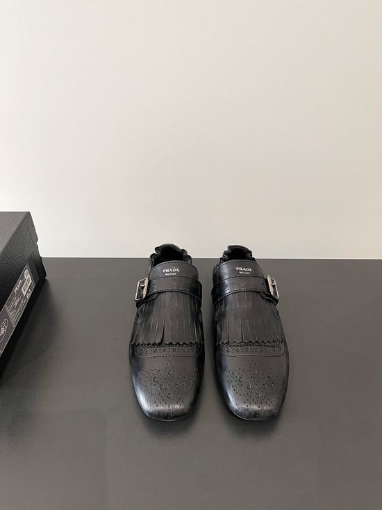 Prada Vintage Buckle Slip-On Dress Loafers with Tassel Details