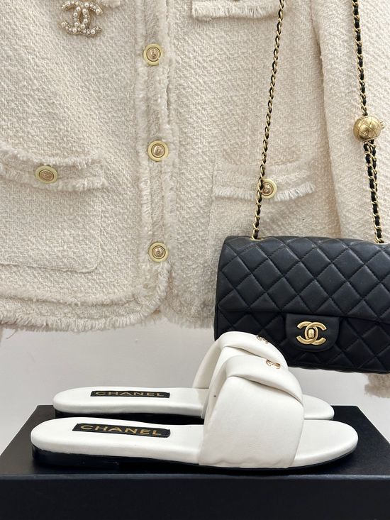 Chanel Padded Comfort Slides with Soft Leather Upper and Supportive Sole