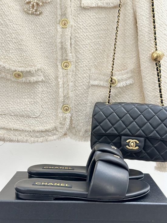 Chanel Padded Comfort Slides with Soft Leather Upper and Supportive Sole