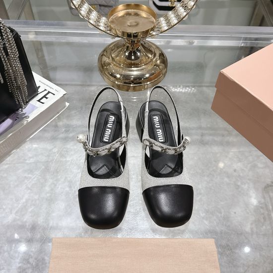 Miu Miu Color-block Leather Medium Heel Mary Jane Shoes