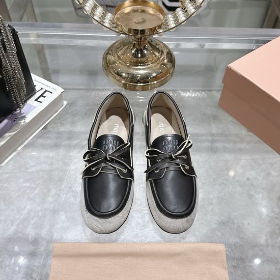 Miu Miu Chic Eyelet Loafers with Flat Heel