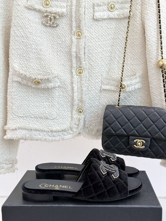 Chanel Classic Quilted Pattern Slides with Elegant Design and Soft Insole