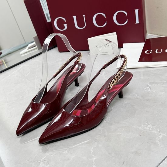 Gucci Patent Leather Chain High Heel Sandals Classic Footwear