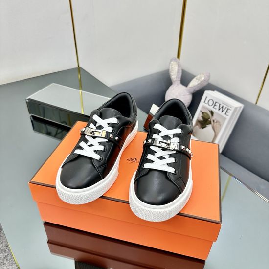 Hermes H Buckle Lace-up Thick Sole Casual Sneakers