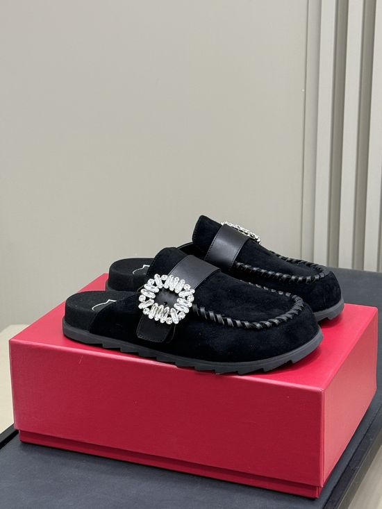 Roger Viver Rhinestone Buckle Comfortable Casual Slip On Slippers