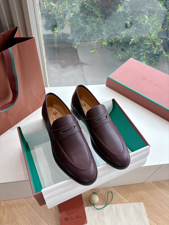 Loro Piana Genuine Leather Casual Loafers Soft Sole Non Slip