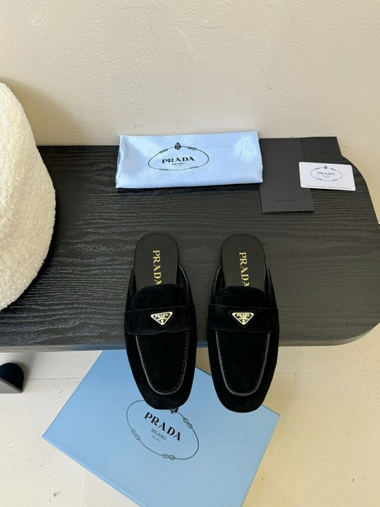 Prada Mary Jane Ballet Flats Vintage Style Stylish Mules Shoes