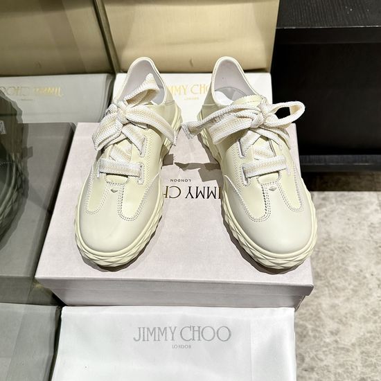 Jimmy Choo Classic White Sneakers Versatile Stylish Casual Footwear