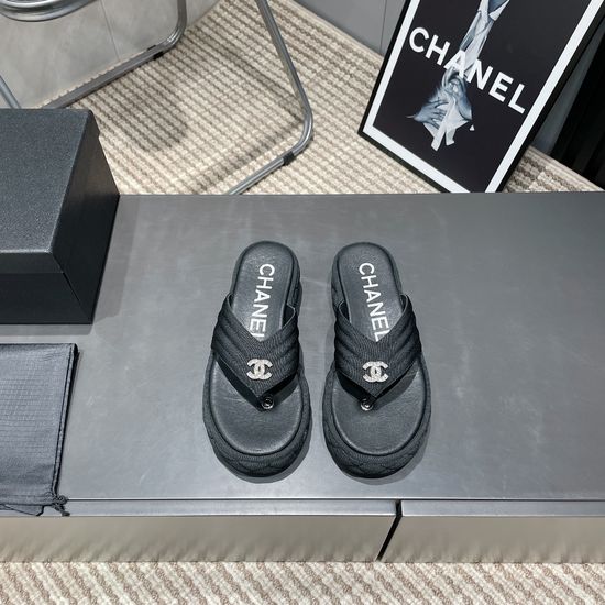 Chanel Platform Thong Sandals Premium Leather Non-Slip Sole