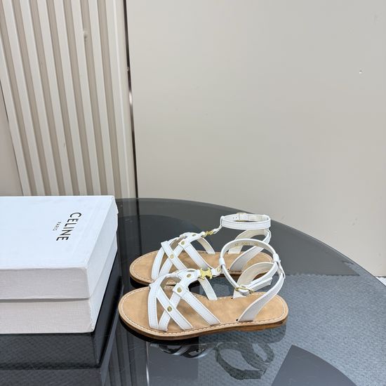Celine Classic Woven Leather Flat Casual Slide Sandals