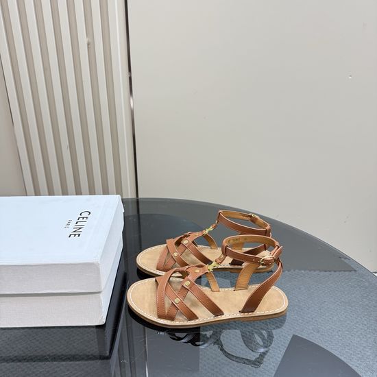 Celine Classic Woven Leather Flat Casual Slide Sandals