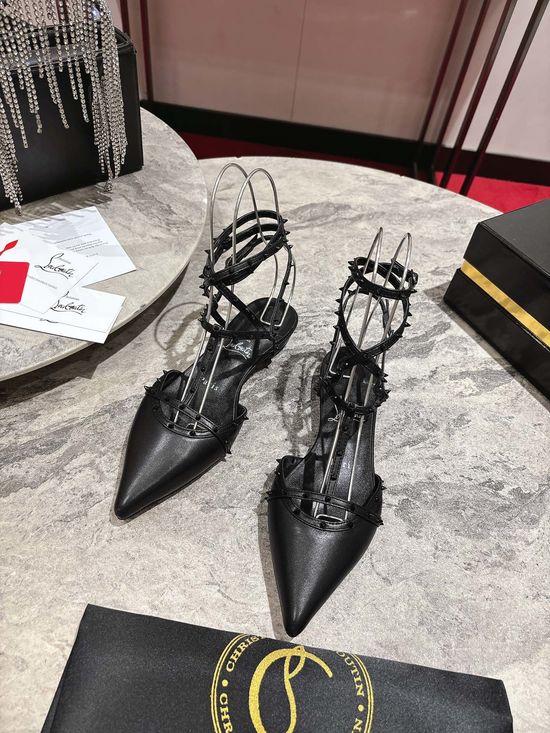 Valentino Studded Flat Sandals with Cross Straps