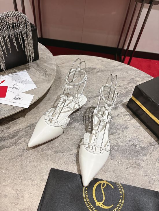 Valentino Studded Flat Sandals with Cross Straps