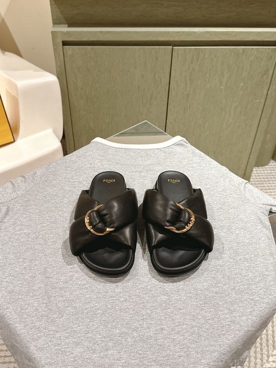 Fendi Premium Fabric Leather Casual Slip On Slides