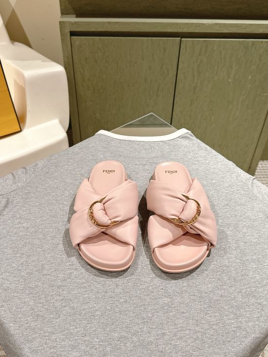 Fendi Premium Fabric Leather Casual Slip On Slides