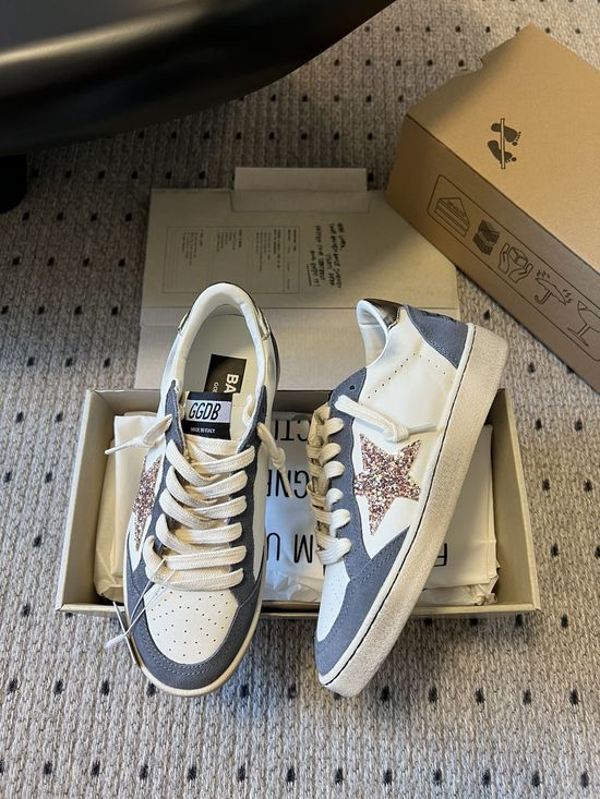 Golden Goose Gold Tail Pastel Star Distressed Platform Casual Sneakers
