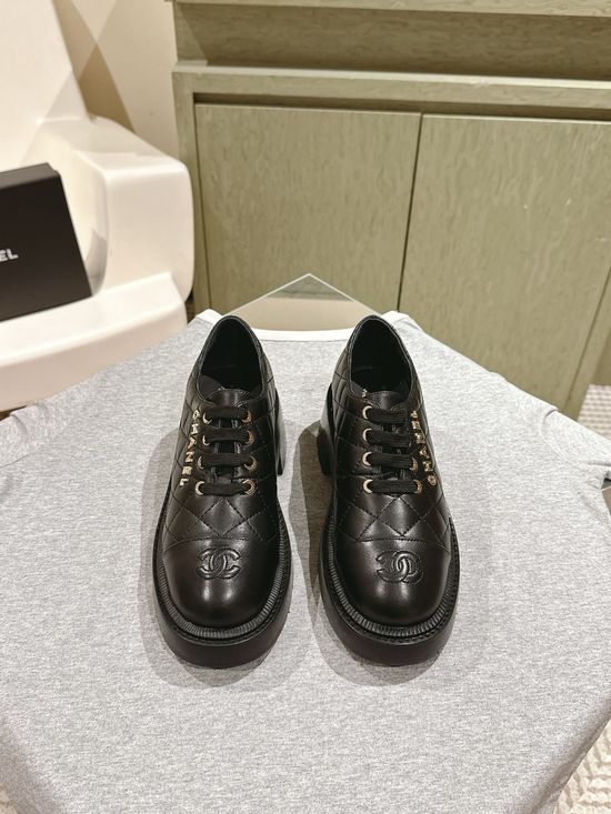 Chanel Patent Leather Chunky Heel Platform Loafer Shoes