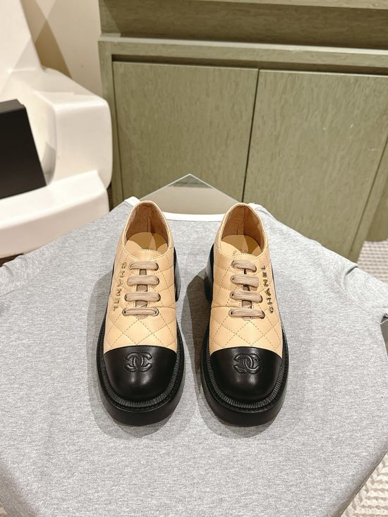 Chanel Patent Leather Chunky Heel Platform Loafer Shoes