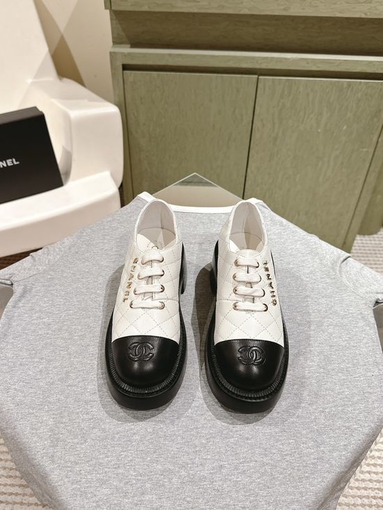 Chanel Patent Leather Chunky Heel Platform Loafer Shoes