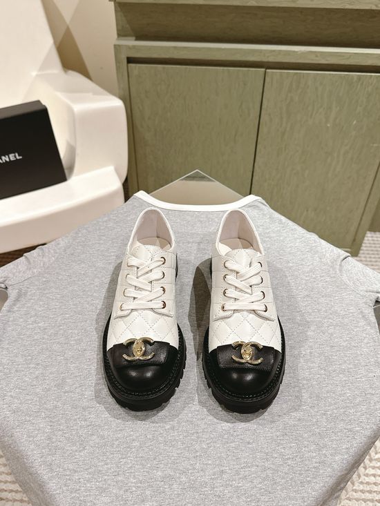Chanel Patent Leather Chunky Heel Platform Loafer Shoes